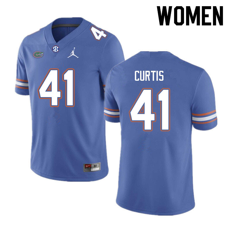 Women #41 Justin Curtis Florida Gators College Football Jerseys Sale-Royal - Click Image to Close